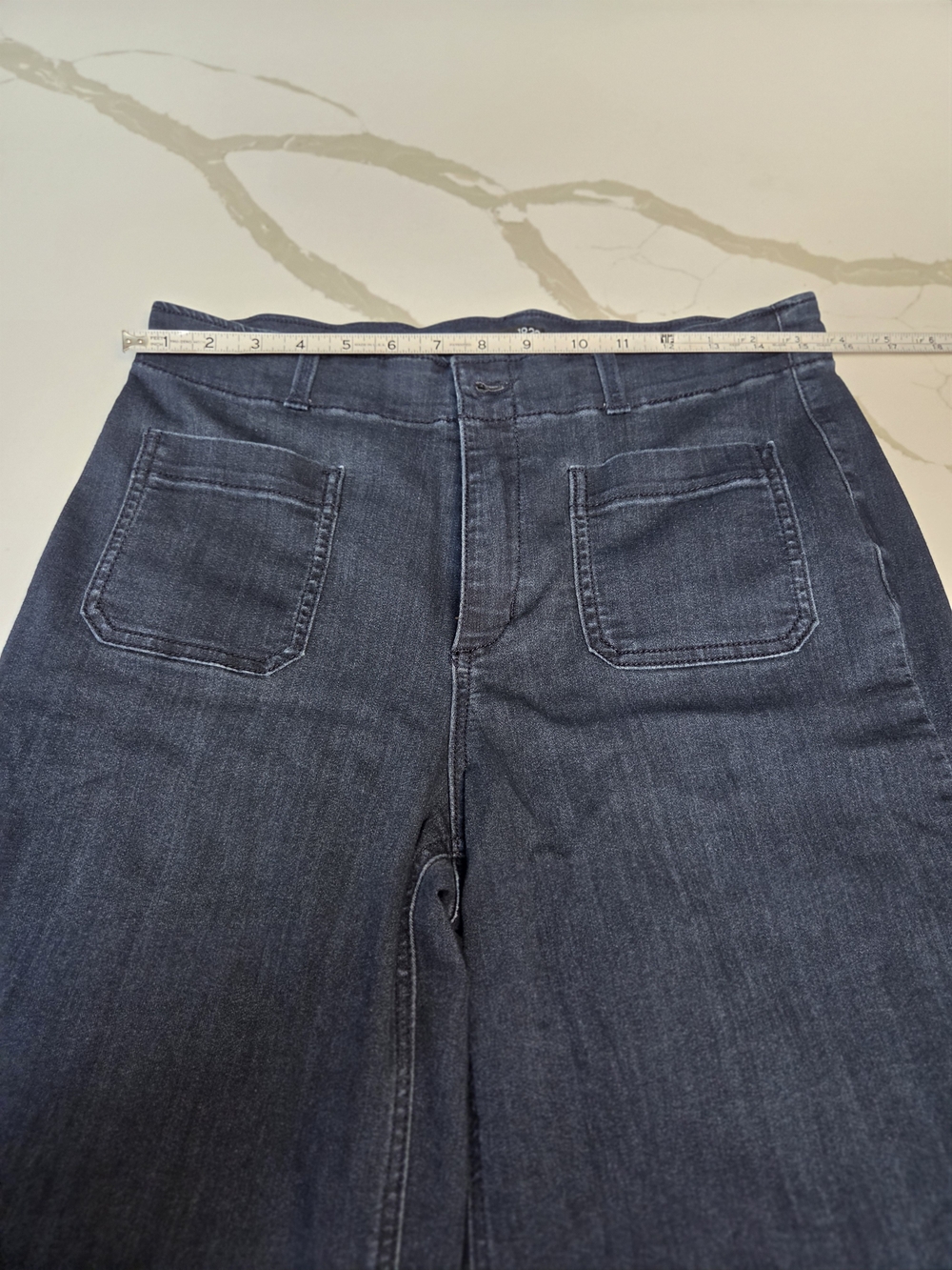 1822 Denim Dark Wash High Rise Wide Leg Sailor Jeans - 12